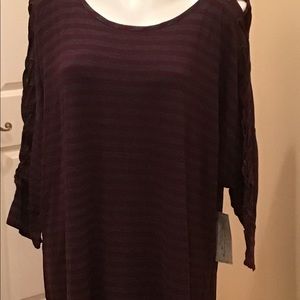 Womens 3/4 grommet sleeves striped blouse